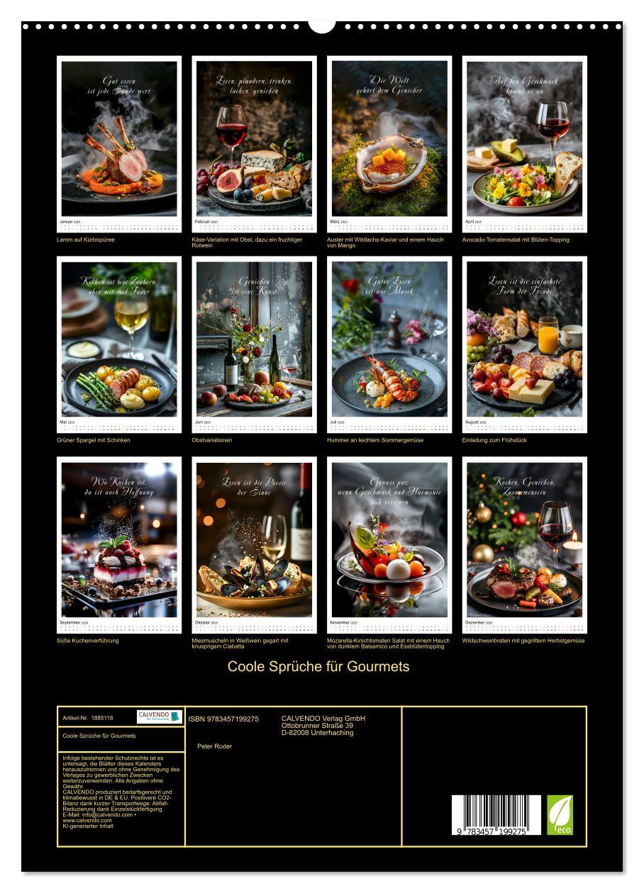 Bild: 9783457199275 | Coole Sprüche für Gourmets (hochwertiger Premium Wandkalender 2025...