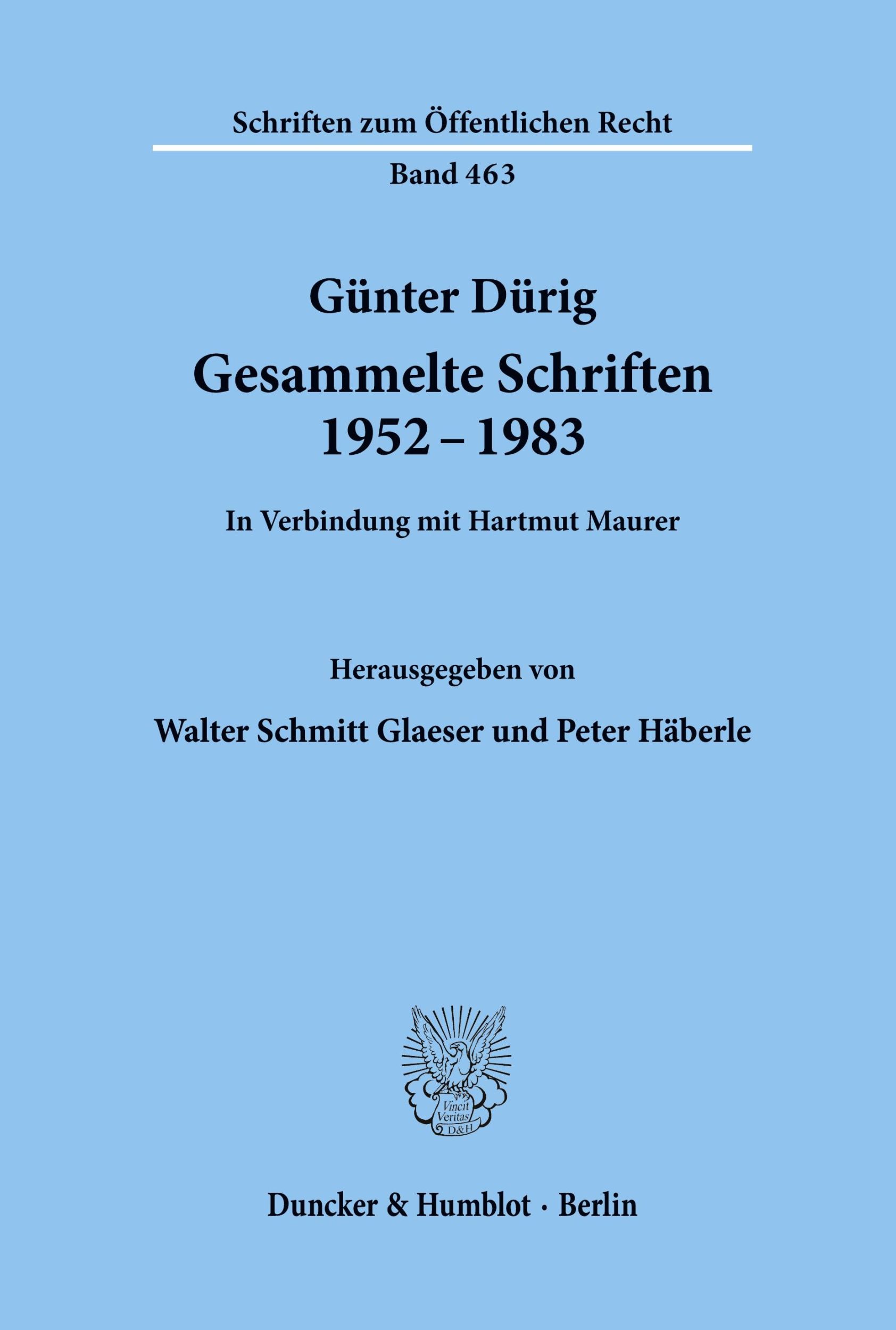 Cover: 9783428055944 | Gesammelte Schriften 1952 - 1983. | Günter Dürig | Taschenbuch | 1984