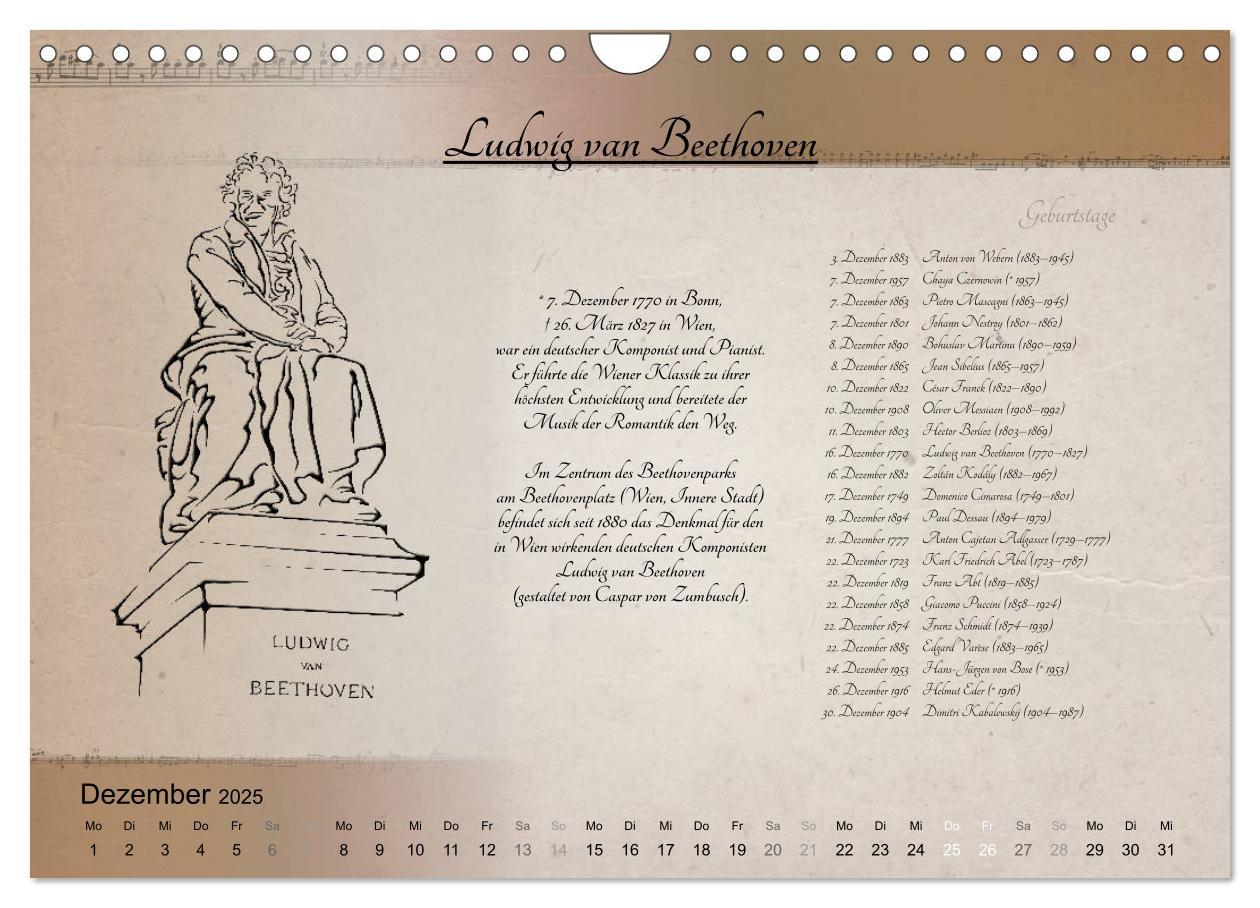 Bild: 9783435303564 | Von Mozart bis Beethoven (Wandkalender 2025 DIN A4 quer), CALVENDO...