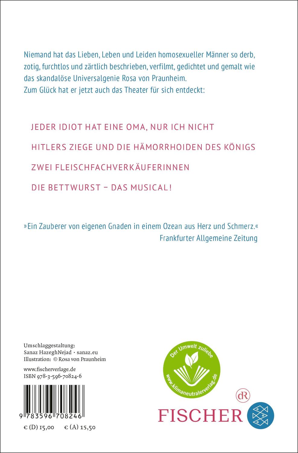Rückseite: 9783596708246 | Rosas Theater | 4 Stücke | Rosa von Praunheim | Taschenbuch | Deutsch