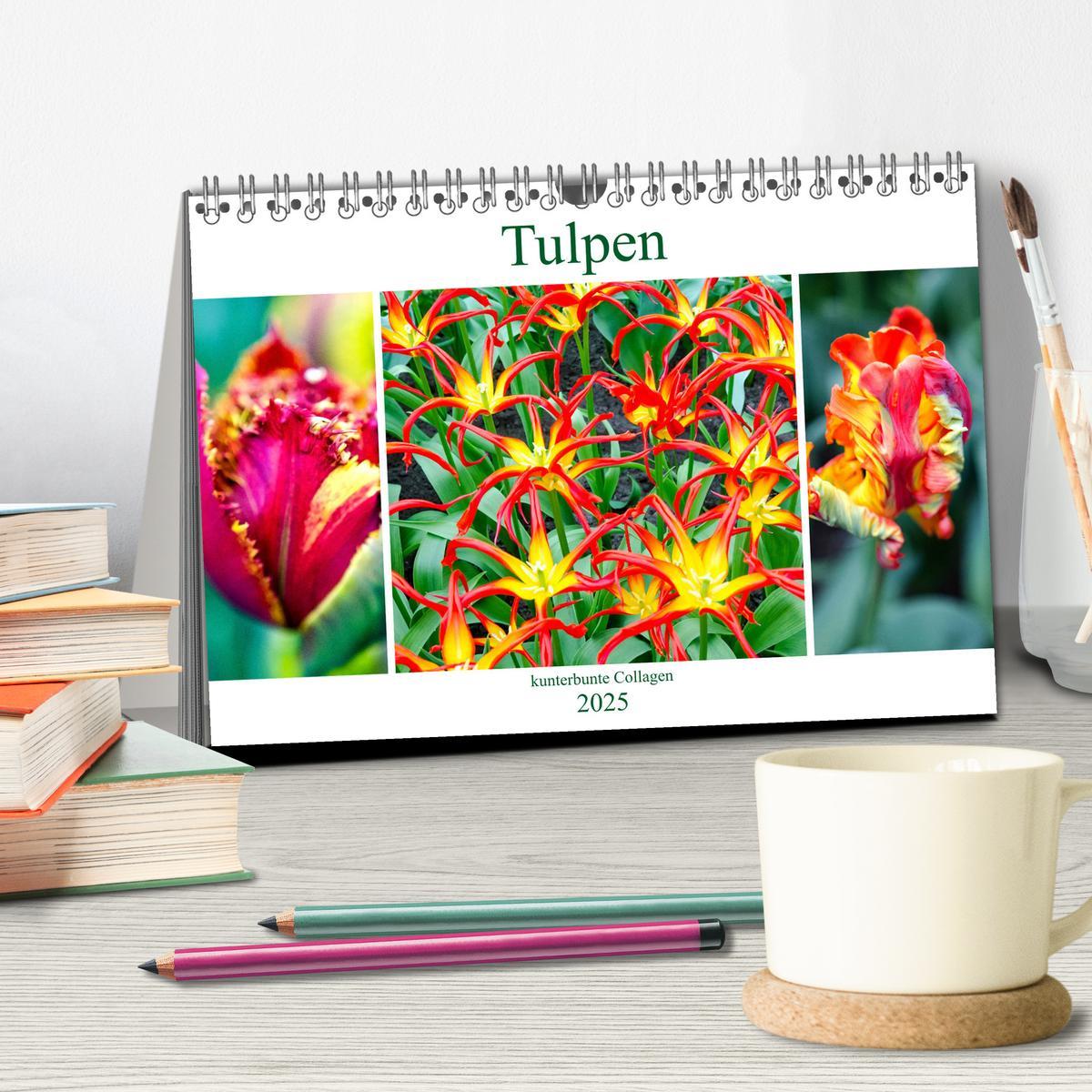 Bild: 9783435323654 | Tulpen - kunterbunte Collagen (Tischkalender 2025 DIN A5 quer),...