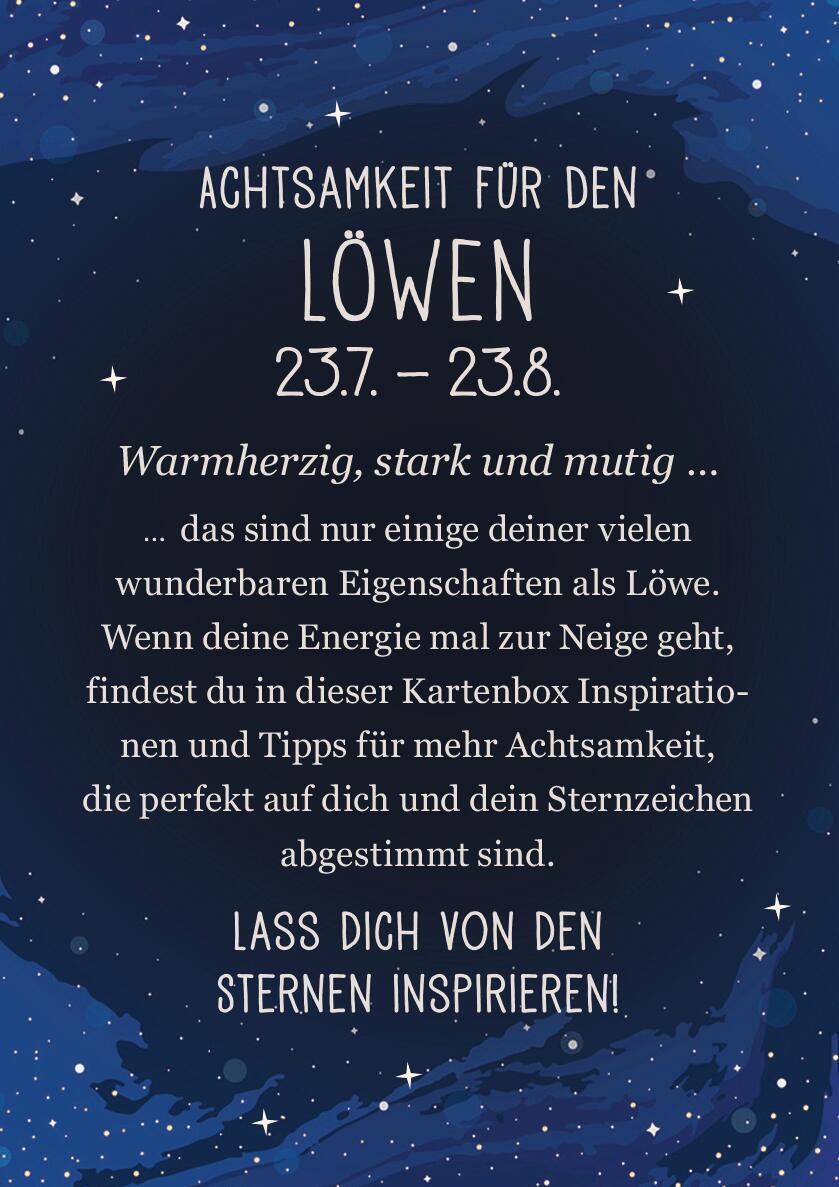 Rückseite: 9783845849690 | Achtsamkeit für den Löwen | 50 Astro-Kärtchen | Taschenbuch | 51 S.