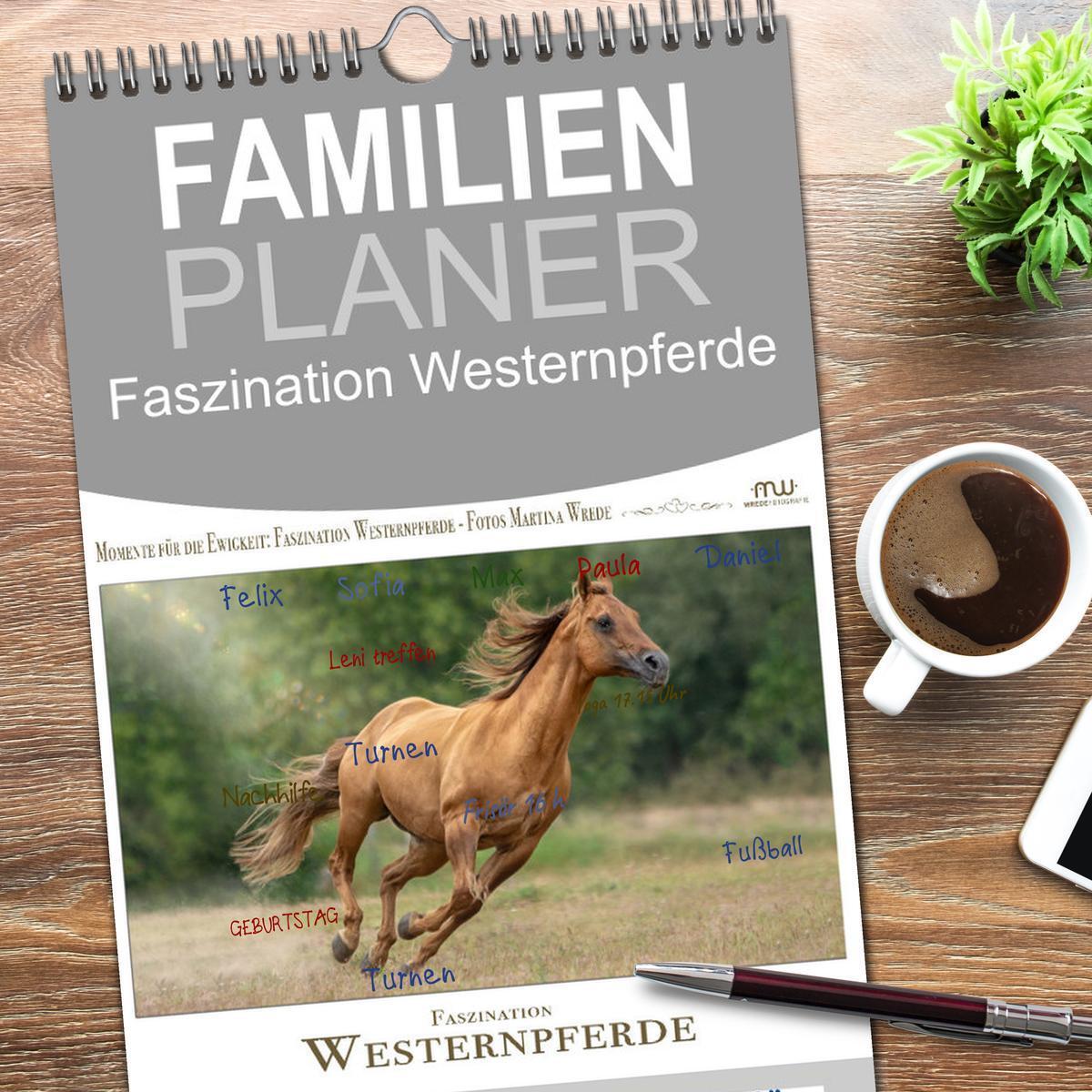 Bild: 9783457102930 | Familienplaner 2025 - Faszination Westernpferde mit 5 Spalten...