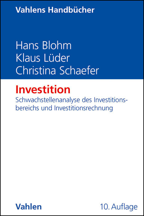 Cover: 9783800639373 | Investition | Hans Blohm (u. a.) | Buch | 2012 | Vahlen