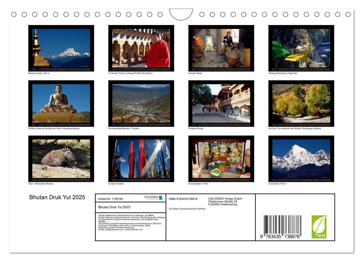 Bild: 9783435738878 | Bhutan Druk Yul 2025 (Wandkalender 2025 DIN A4 quer), CALVENDO...