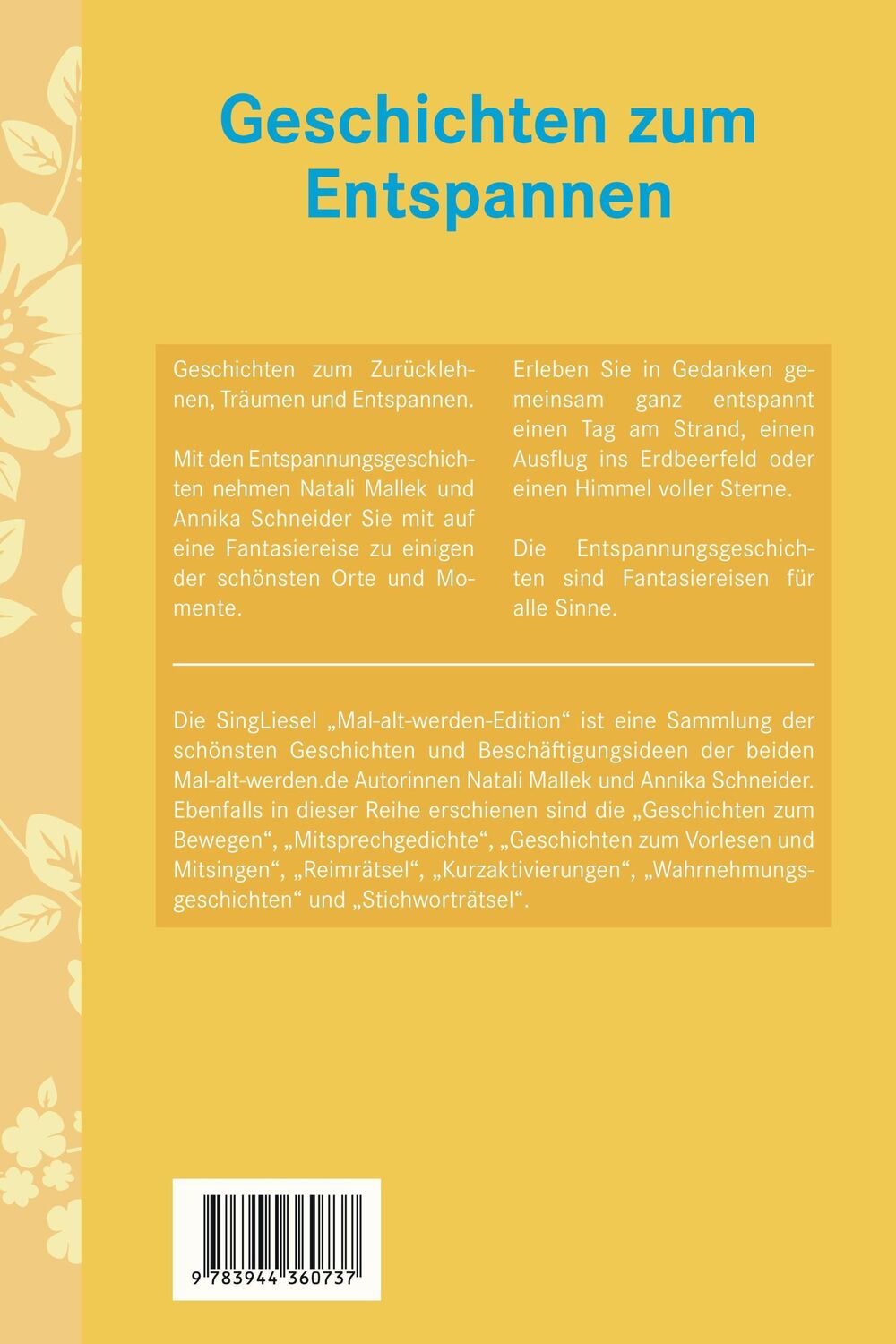 Bild: 9783944360737 | Geschichten zum Entspannen | Natali Mallek (u. a.) | Taschenbuch