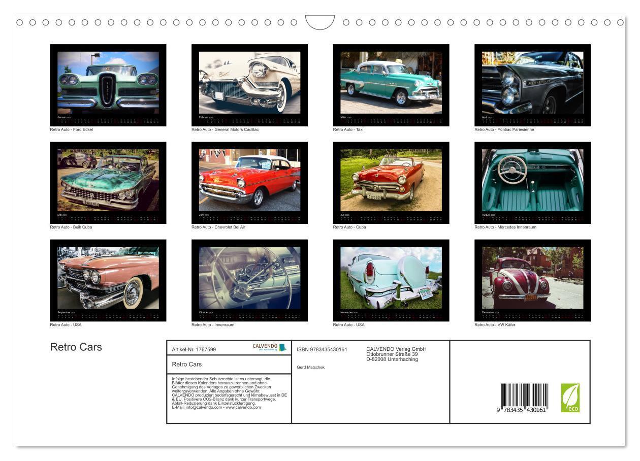 Bild: 9783435430161 | Retro Cars (Wandkalender 2025 DIN A3 quer), CALVENDO Monatskalender