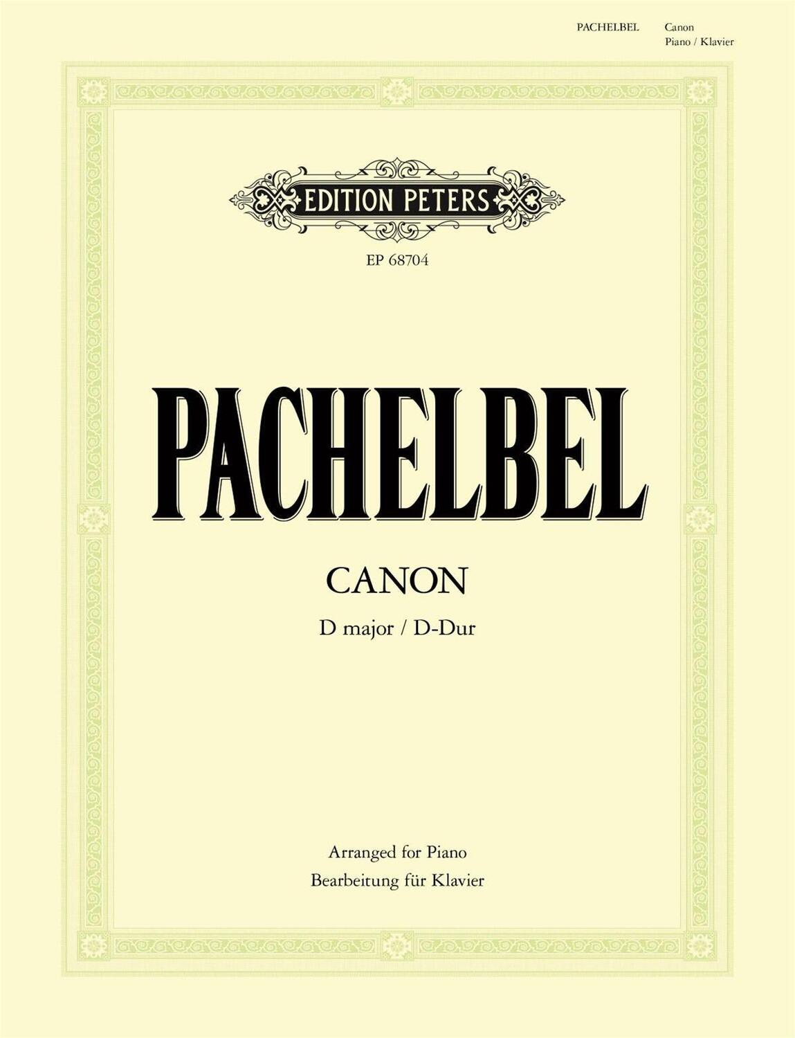 Cover: 9790300761459 | Canon D-Dur (Bearbeitung für Klavier zu 2 Händen) | Johann Pachelbel
