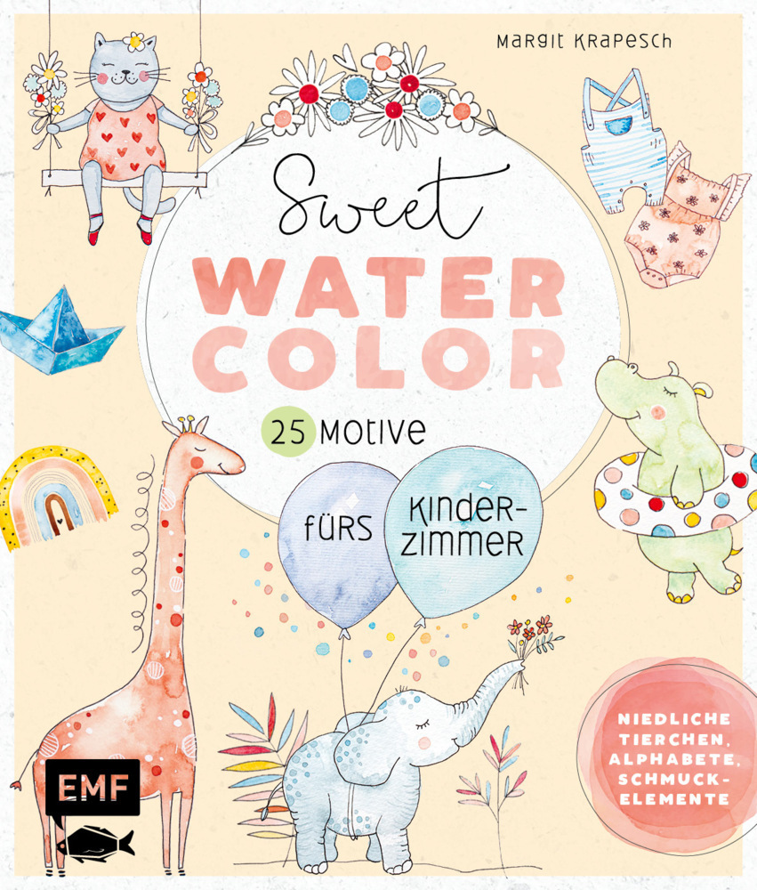 Cover: 9783745904123 | Sweet Watercolor - 25 Motive fürs Kinderzimmer malen | Margit Krapesch