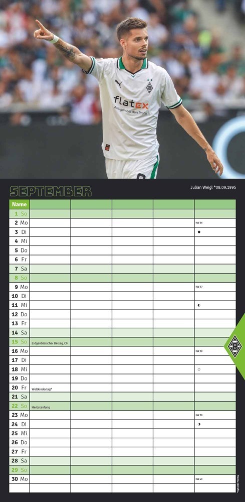 Bild: 4002725987426 | Borussia Mönchengladbach 2024 - Familien-Planer - Fan-Kalender -...
