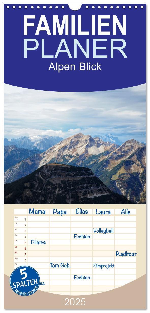 Cover: 9783457098608 | Familienplaner 2025 - Alpen Blick mit 5 Spalten (Wandkalender, 21 x...