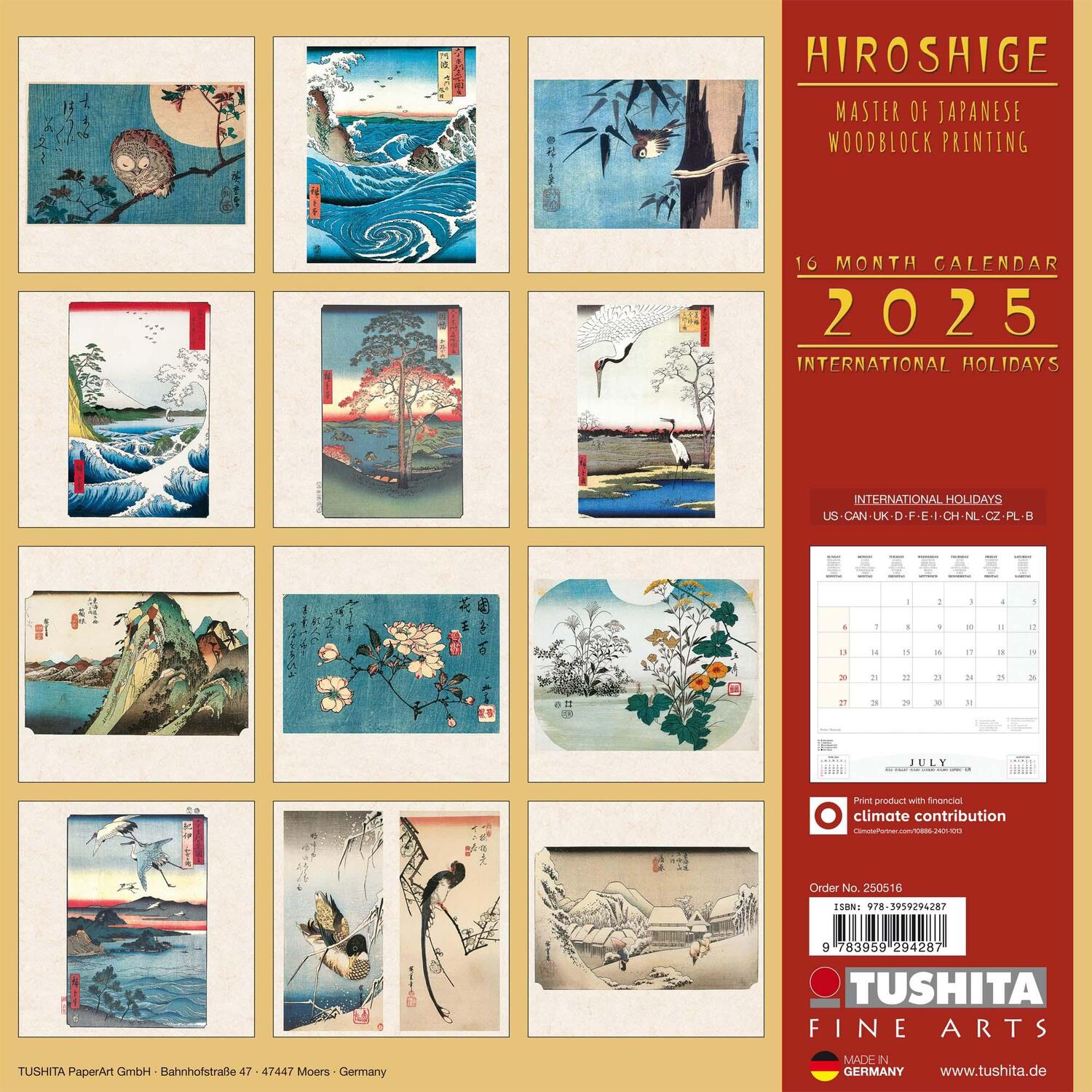 Rückseite: 9783959294287 | Hiroshige - Japanese Woodblock Printing 2025 | Kalender 2025 | 28 S.
