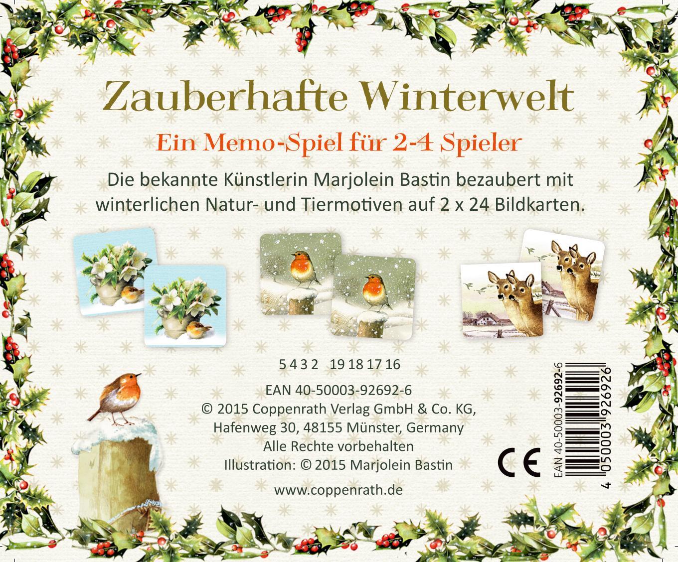 Rückseite: 4050003926926 | Zauberhafte Winterwelt Schachtelspiel | Memo-Spiel | Box | Deutsch