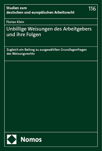 Cover: 9783756014743 | Unbillige Weisungen des Arbeitgebers und ihre Folgen | Florian Klein