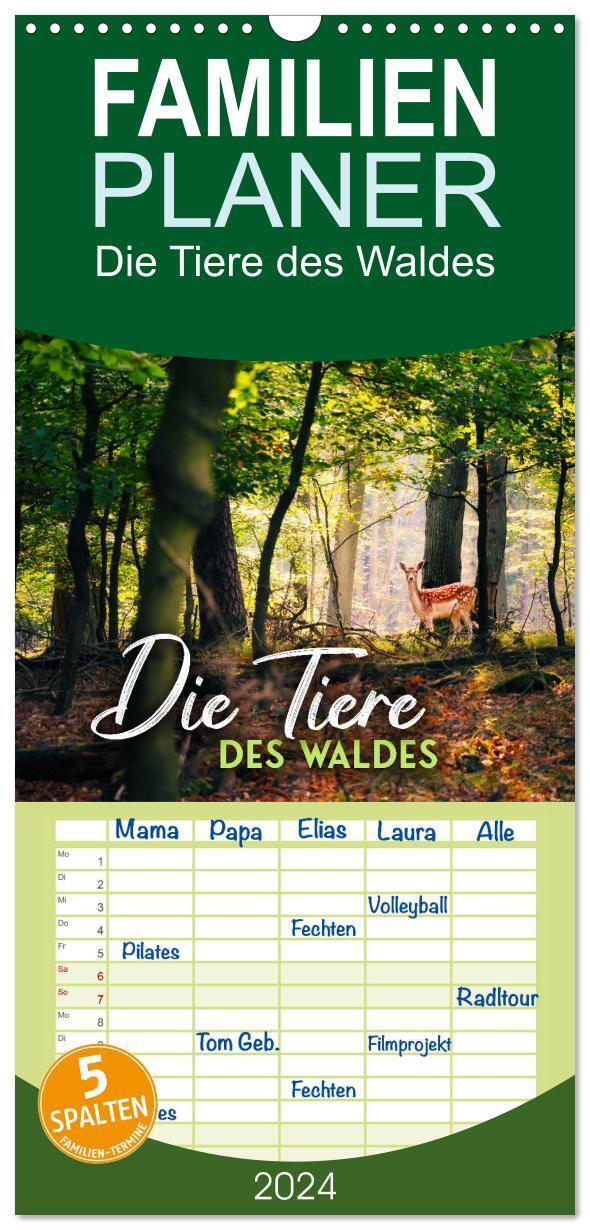 Cover: 9783383661969 | Familienplaner 2024 - Die Tiere des Waldes mit 5 Spalten...