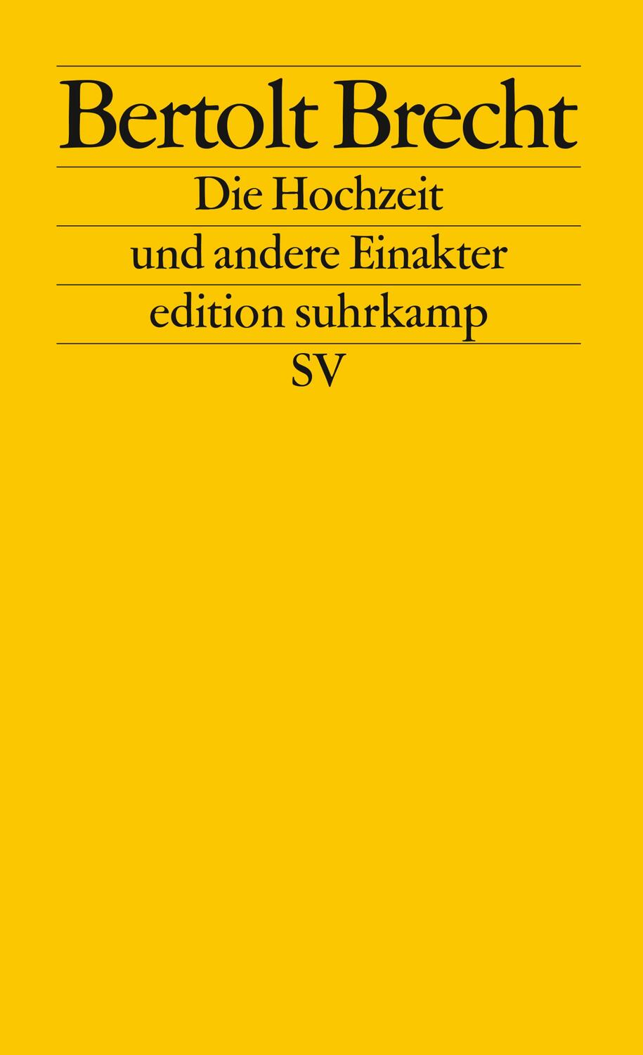 Cover: 9783518121986 | Die Hochzeit und andere Einakter | Bertolt Brecht | Taschenbuch | 2002