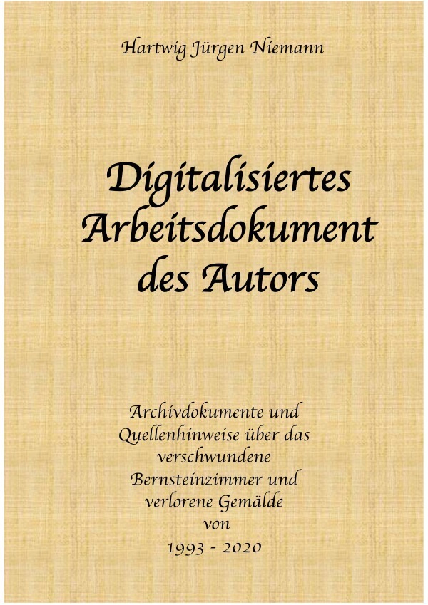 Cover: 9783752942903 | Digitalisiertes Arbeitsdokument des Autors | Hartwig Niemann | Buch