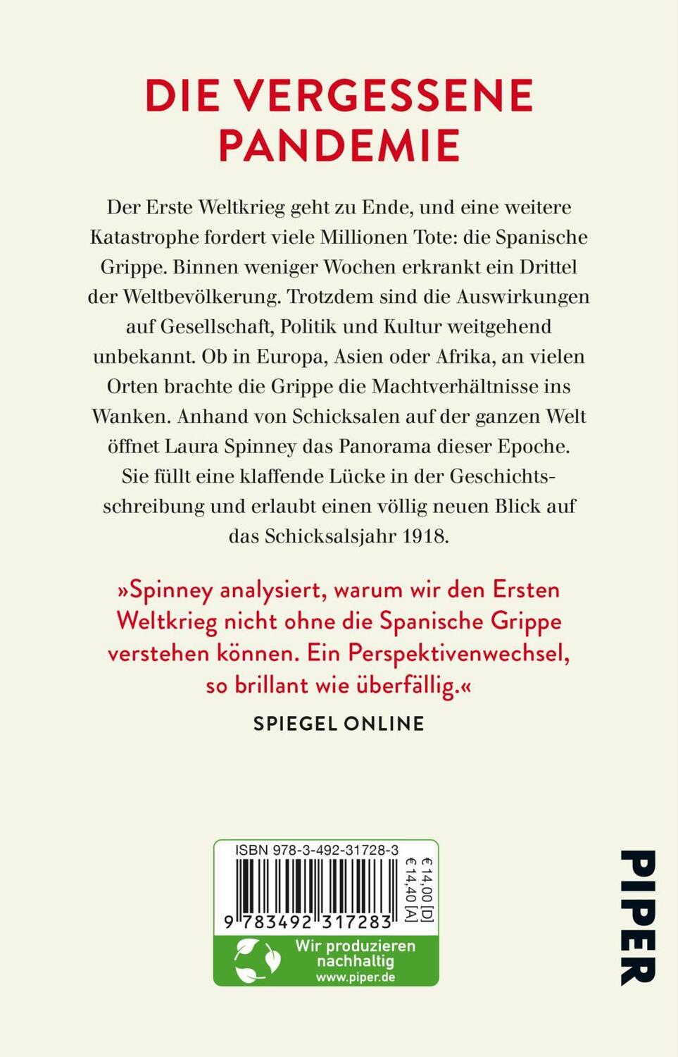 Rückseite: 9783492317283 | 1918 - Die Welt im Fieber | Laura Spinney | Taschenbuch | Deutsch