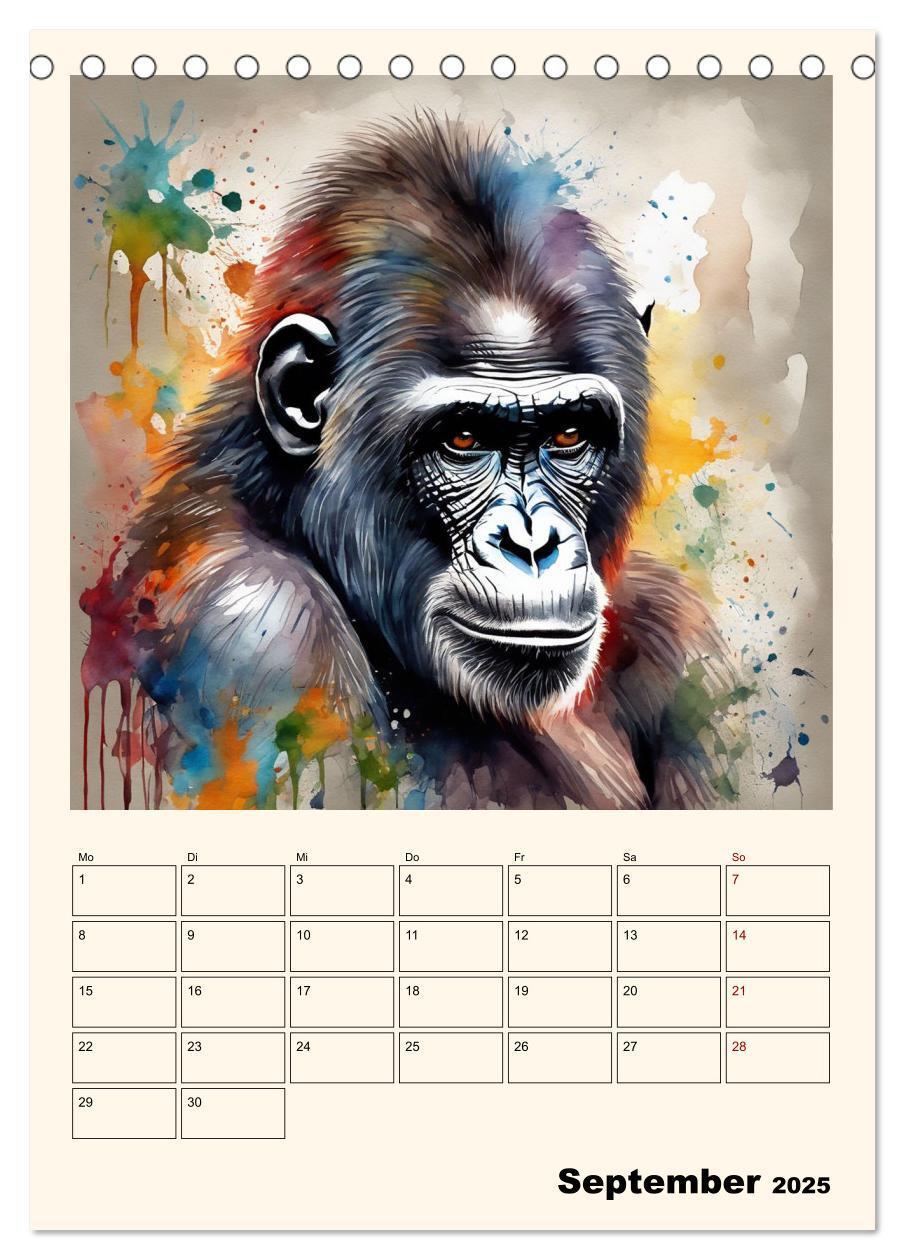 Bild: 9783383820274 | Schimpansen &amp; Gorillas (Tischkalender 2025 DIN A5 hoch), CALVENDO...