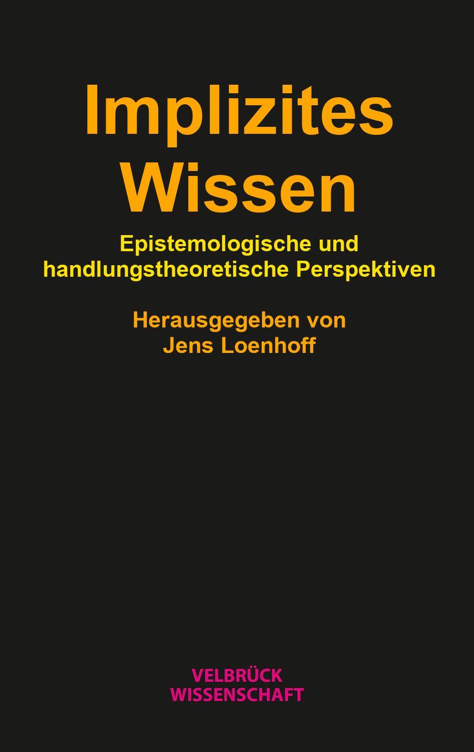 Cover: 9783958323179 | Implizites Wissen | Jens Loenhoff | Taschenbuch | Deutsch | 2022