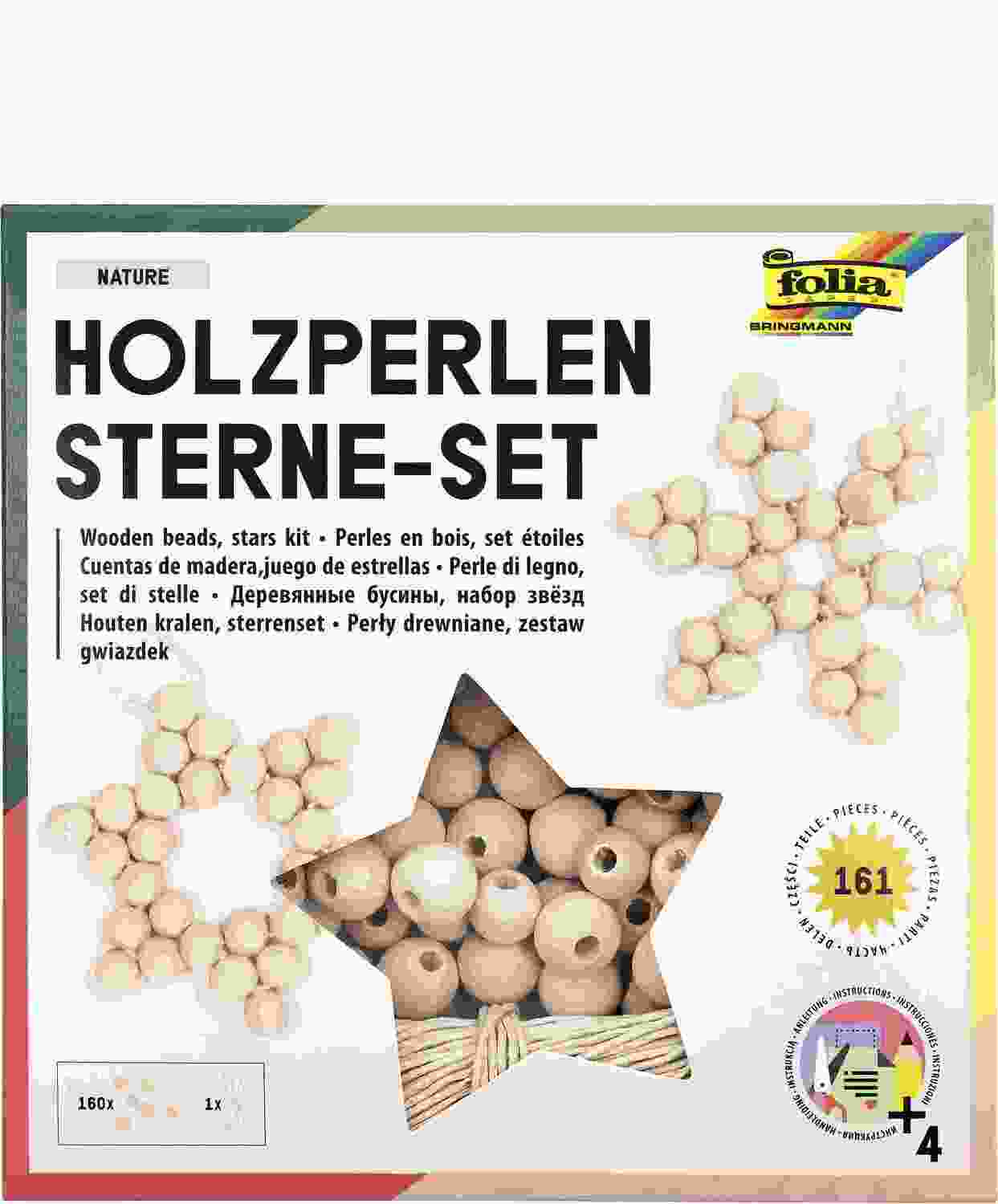 Cover: 4001868124699 | Folia Holzperlen Sterne Set NATURE, 161-teilig | 22520 | 2023 | Folia