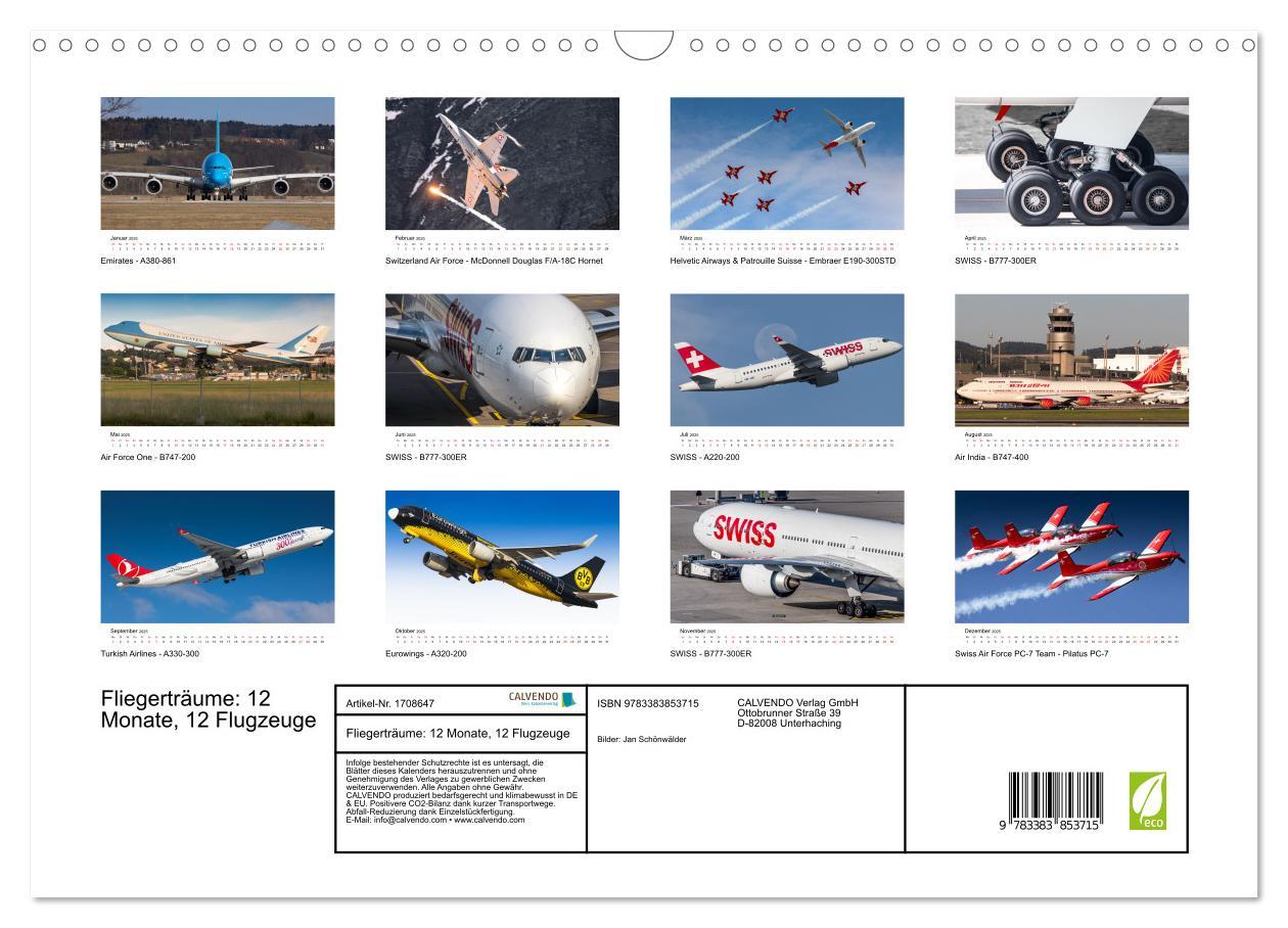 Bild: 9783383853715 | Fliegerträume: 12 Monate, 12 Flugzeuge (Wandkalender 2025 DIN A3...