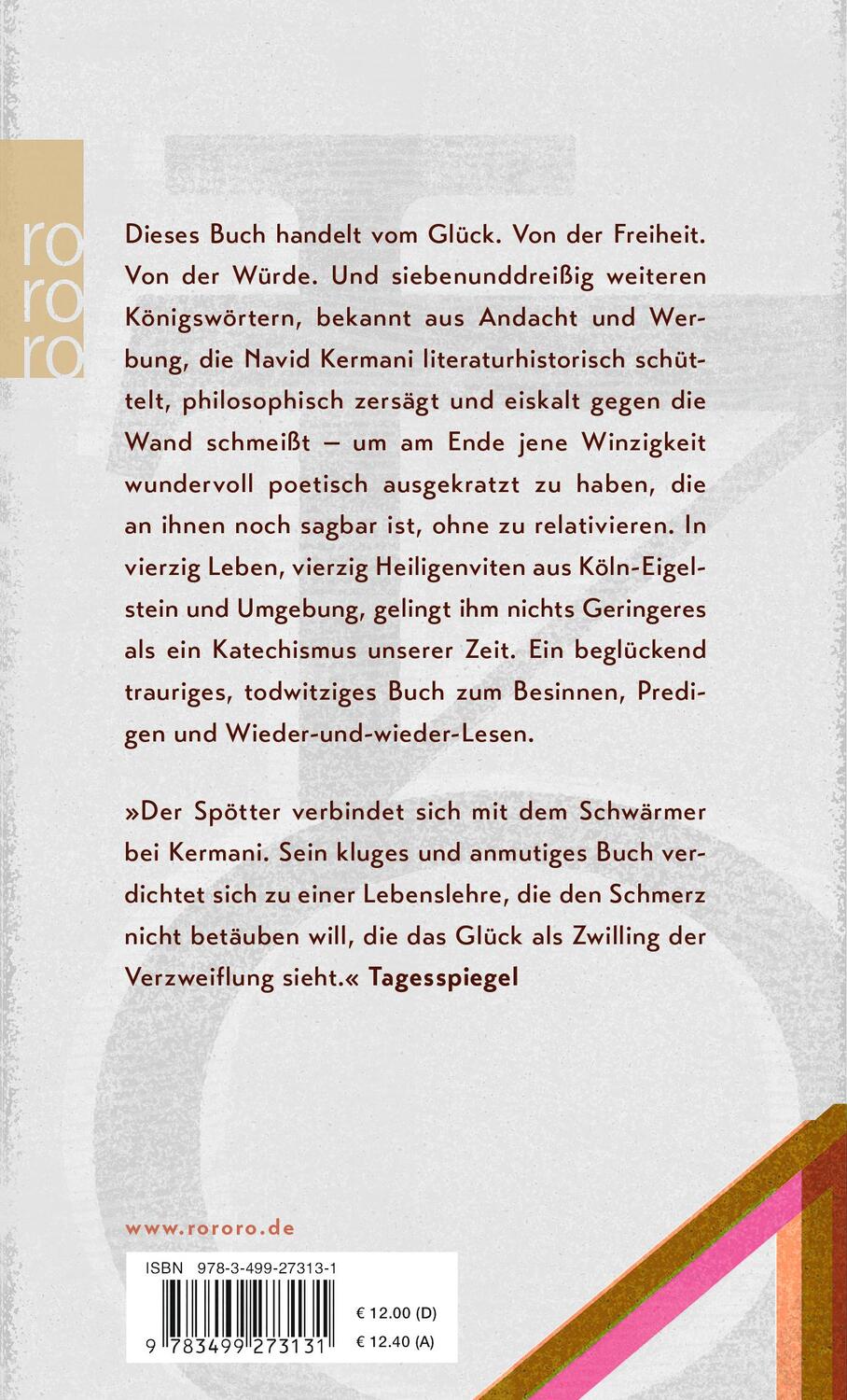 Rückseite: 9783499273131 | Vierzig Leben | Navid Kermani | Taschenbuch | Deutsch | 2018