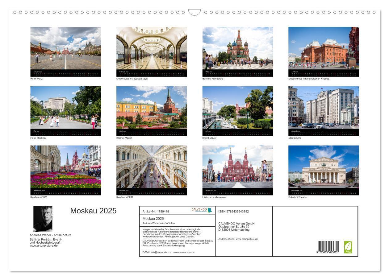 Bild: 9783435643882 | Moskau 2025 (Wandkalender 2025 DIN A2 quer), CALVENDO Monatskalender