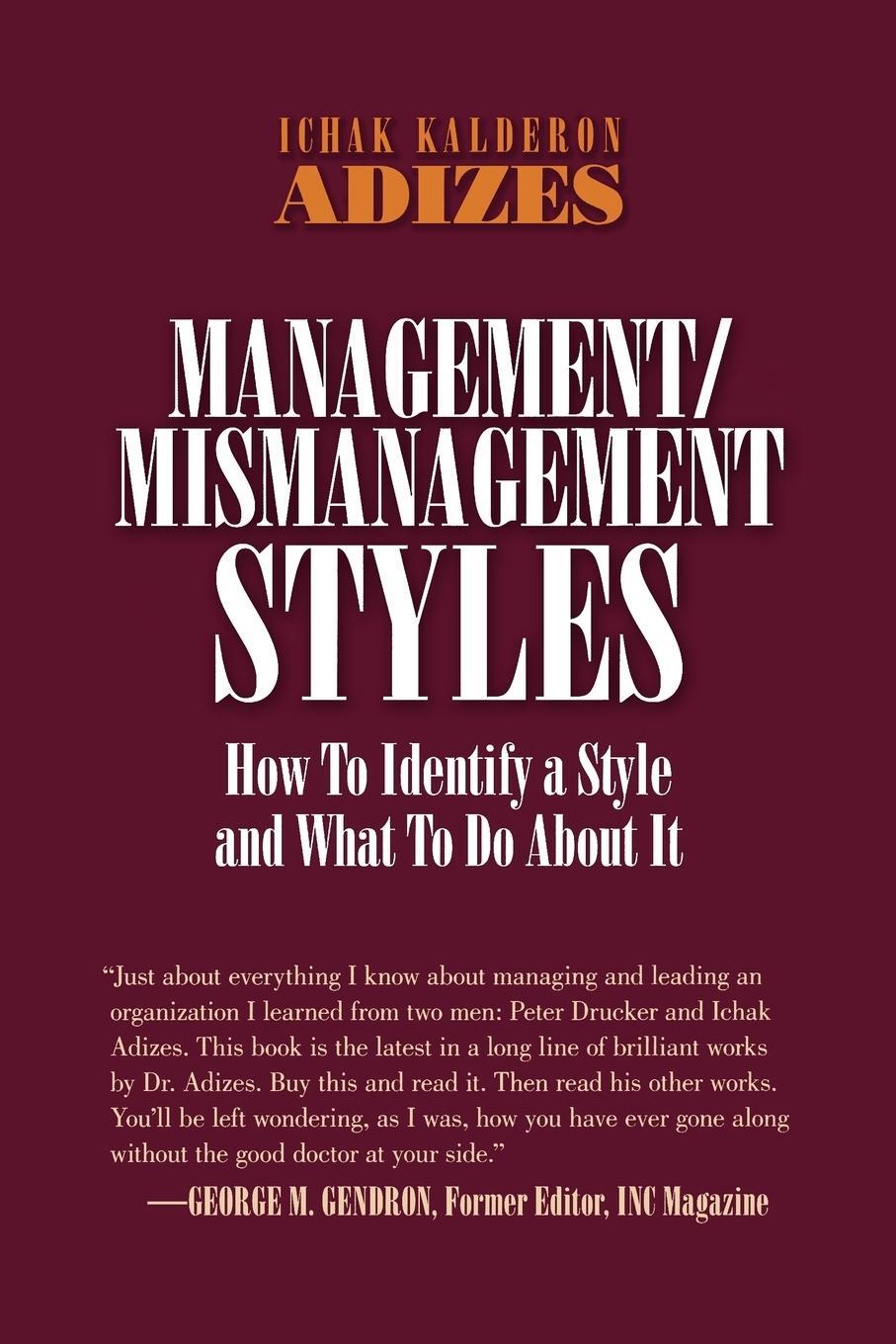 Cover: 9780937120019 | Management/Mismanagement Styles | Ichak Kalderon Adizes Ph. D. | Buch