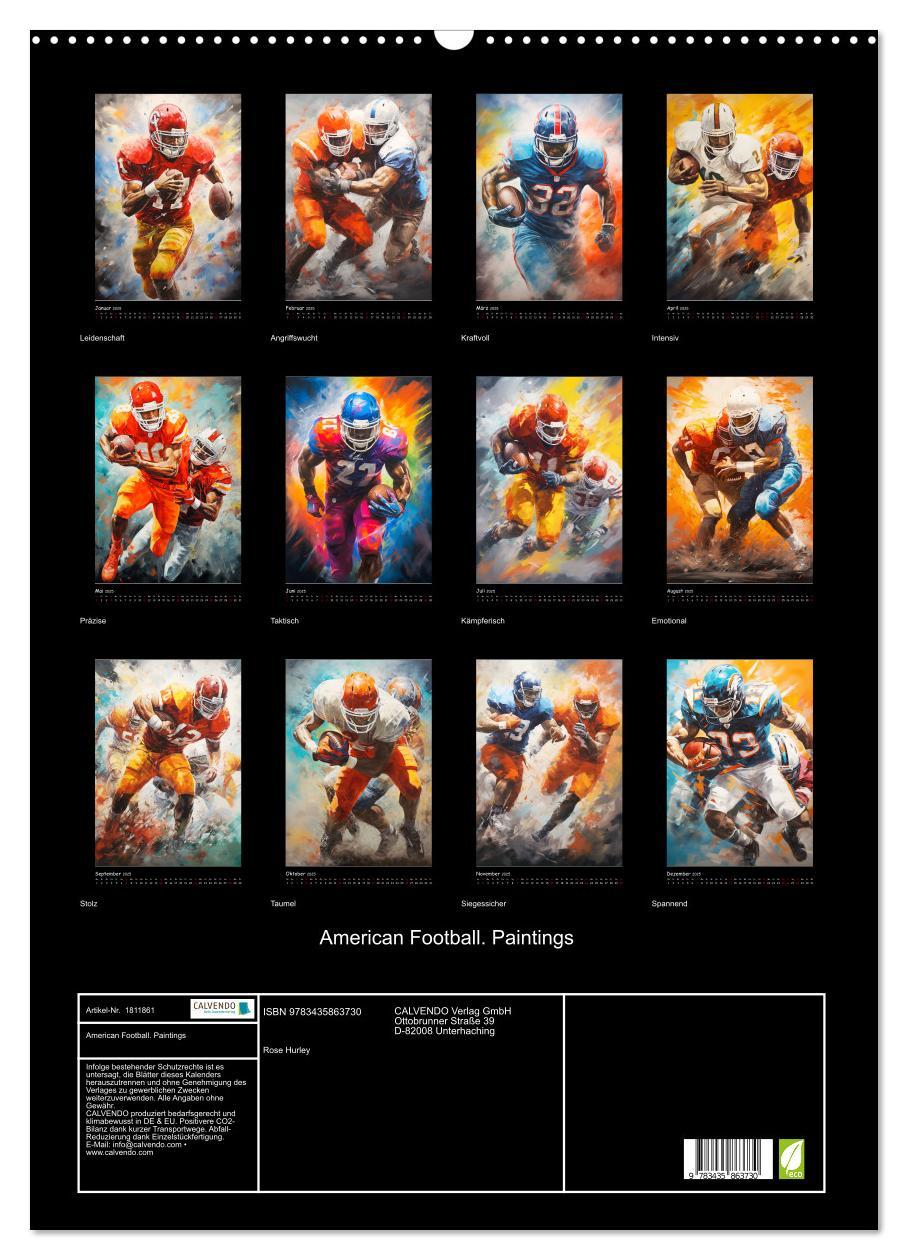 Bild: 9783435863730 | American Football. Paintings (Wandkalender 2025 DIN A2 hoch),...