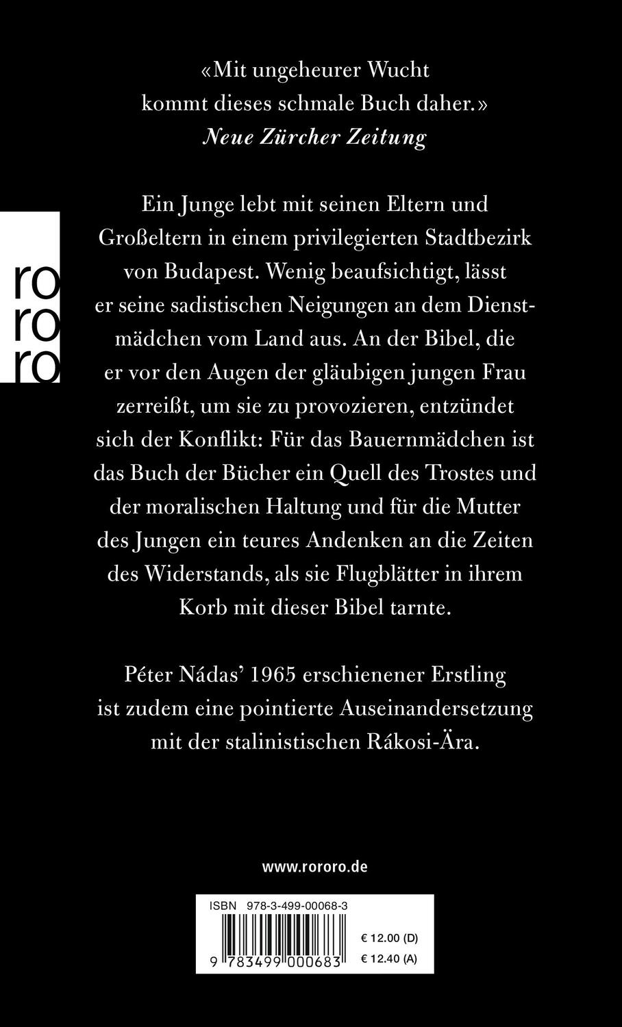 Rückseite: 9783499000683 | Die Bibel | Péter Nádas | Buch | Deutsch | 2019 | ROWOHLT Taschenbuch