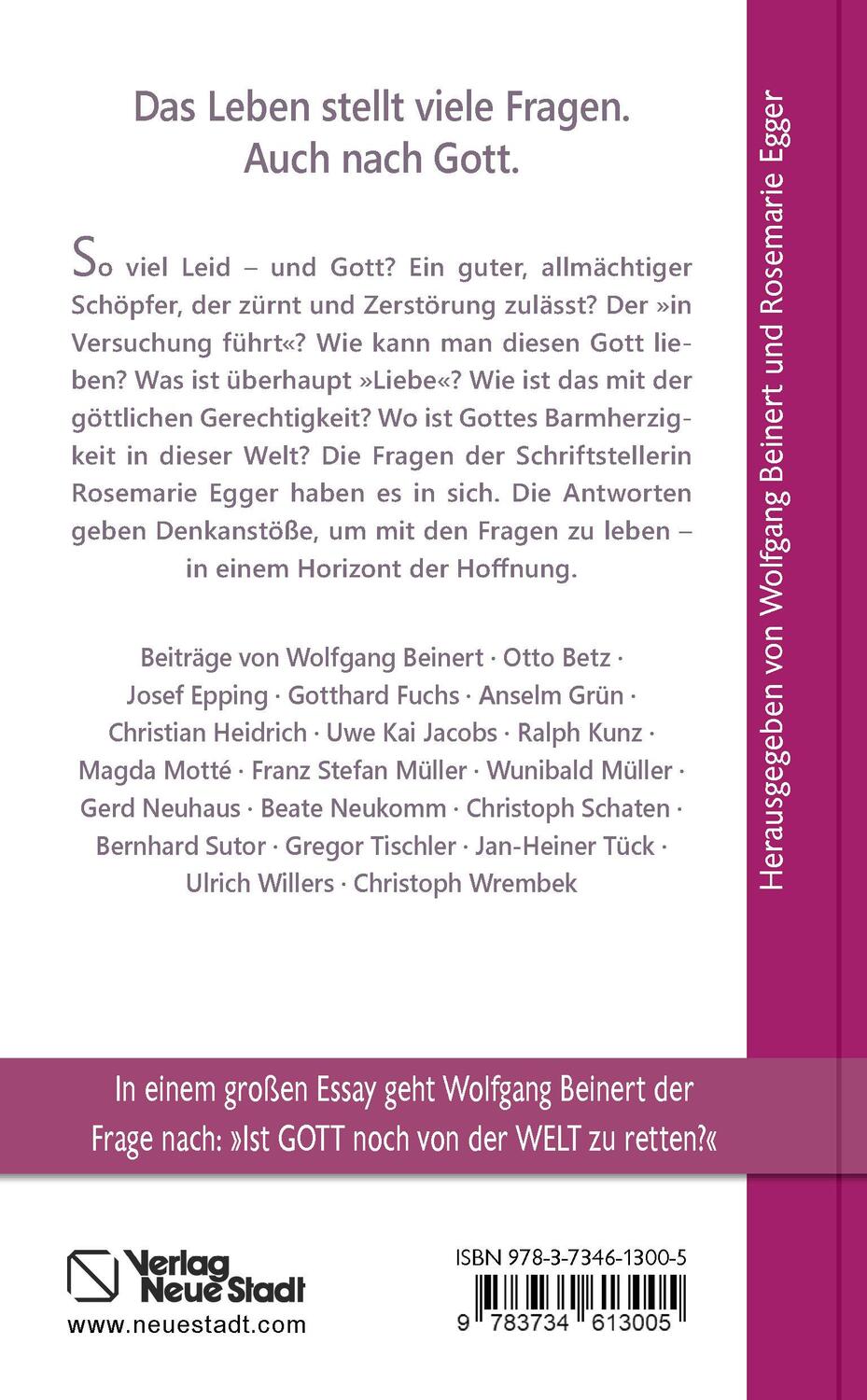 Rückseite: 9783734613005 | So viel Leid - und Gott? | Wolfgang Beinert | Taschenbuch | Deutsch