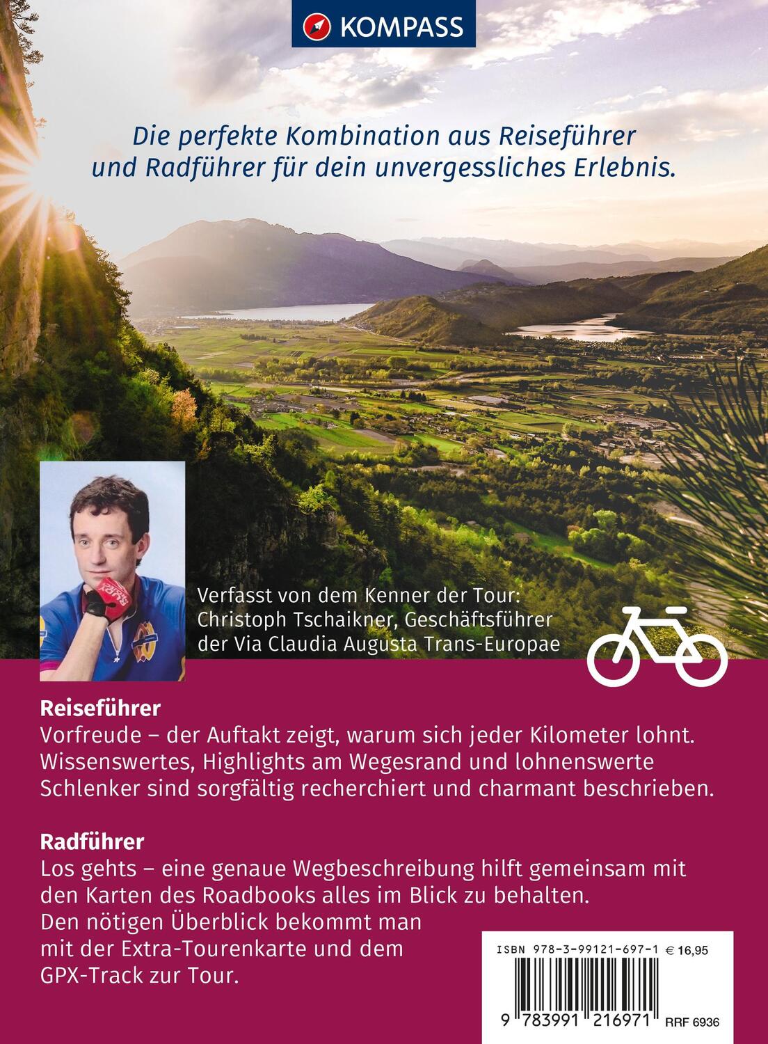 Rückseite: 9783991216971 | KOMPASS Radreiseführer Via Claudia Augusta | Christoph Tschaikner