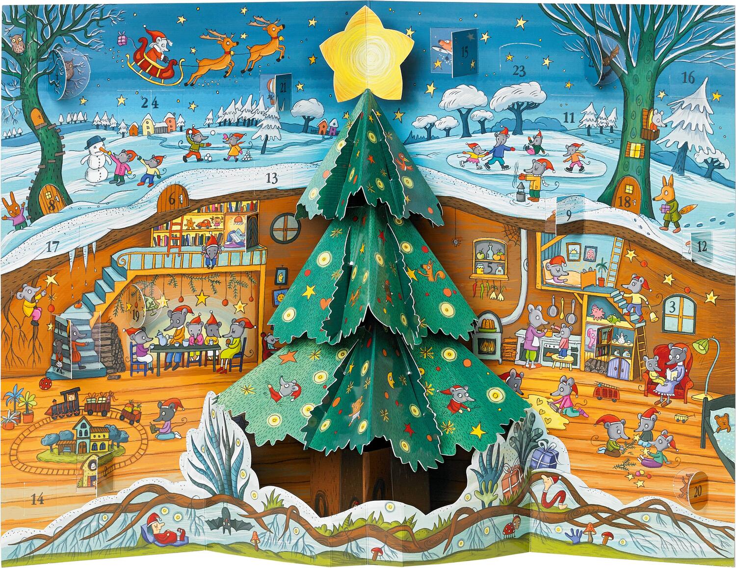 Cover: 4250915932231 | Weihnachten bei Familie Maus Pop-up-Adventskalender | Daniela Kulot