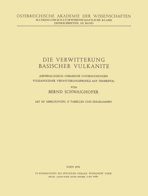 Cover: 9783211864579 | Die Verwitterung Basischer Vulkanite | B. Schwaighofer | Taschenbuch
