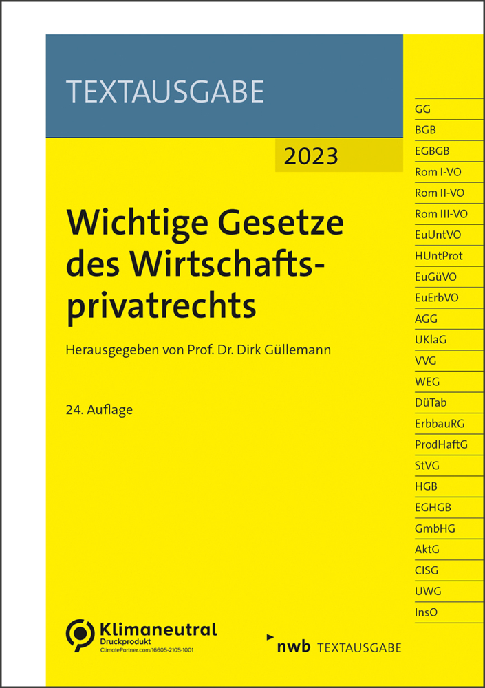 Cover: 9783482684647 | Wichtige Gesetze des Wirtschaftsprivatrechts | Dirk Güllemann | Bundle