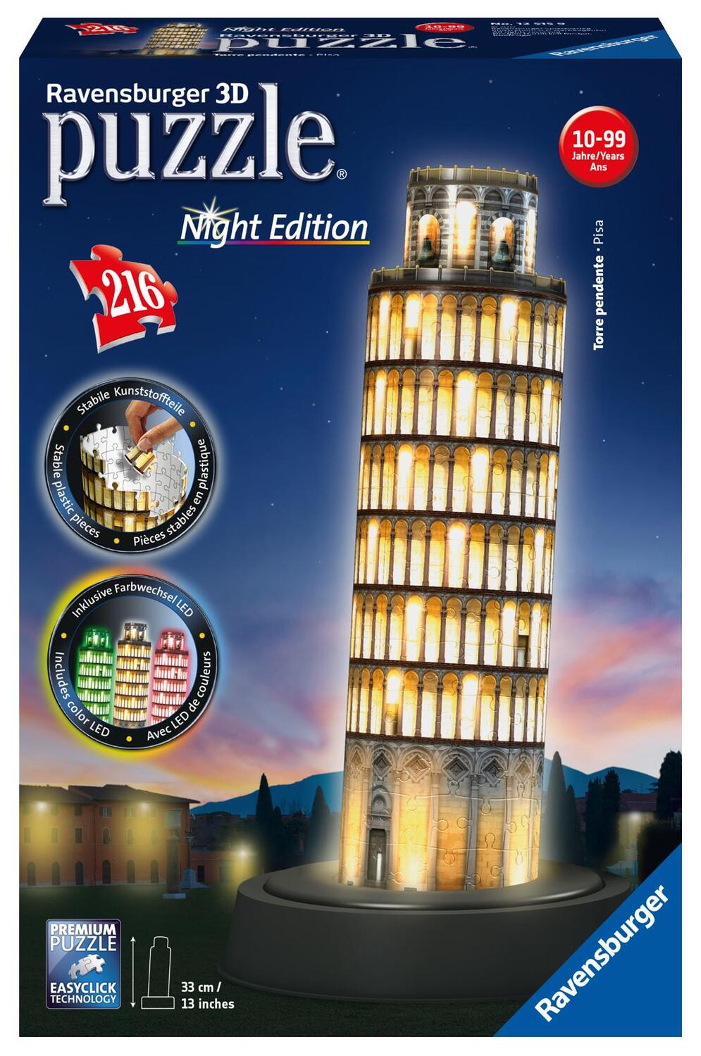Cover: 4005556125159 | Pisaturm bei Nacht. 3D Puzzle 216 Teile | Spiel | Deutsch | 2017