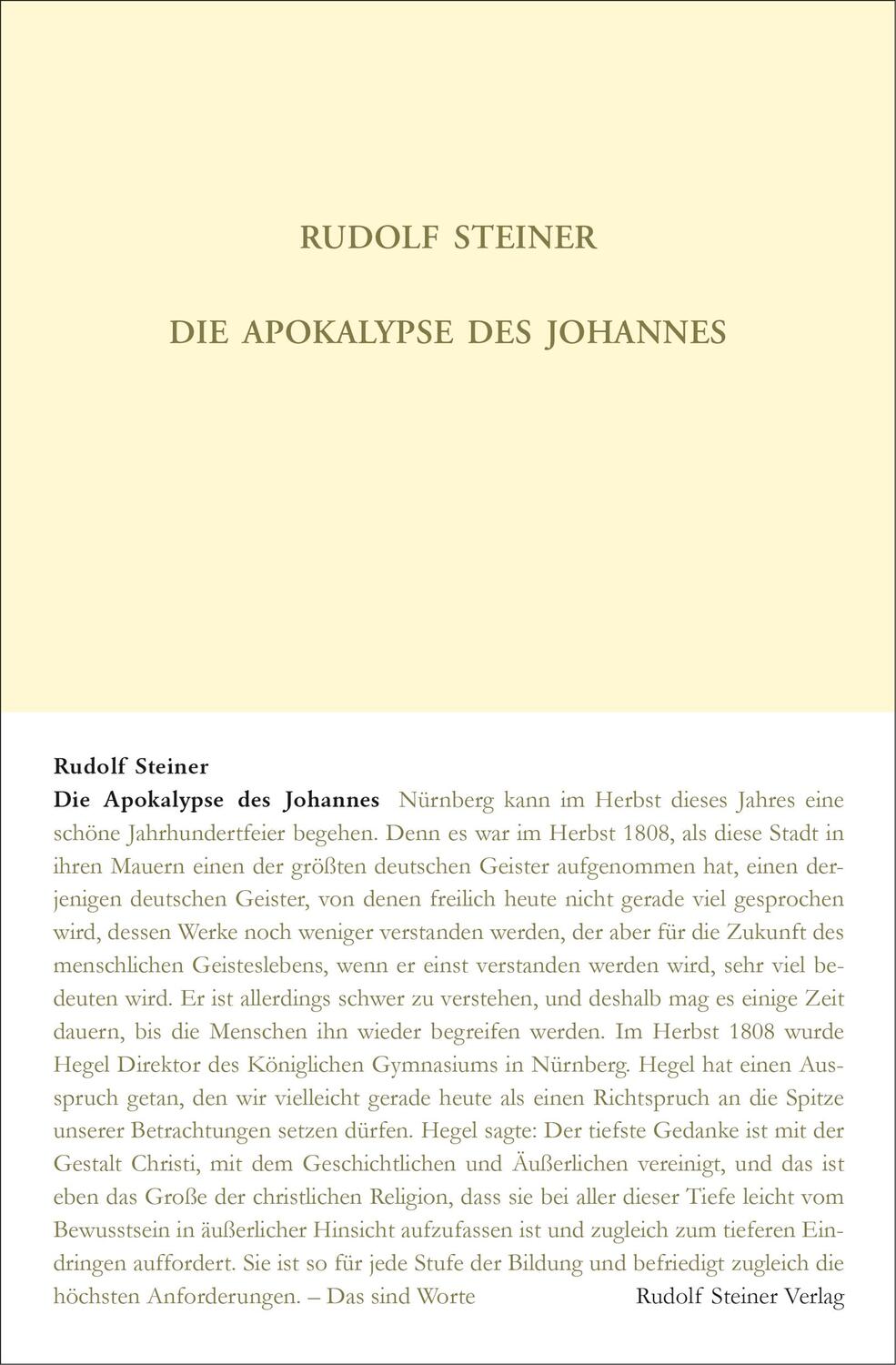 Cover: 9783727410413 | Die Apokalypse des Johannes | Dreizehn Vorträge, Nürnberg 1908 | Buch