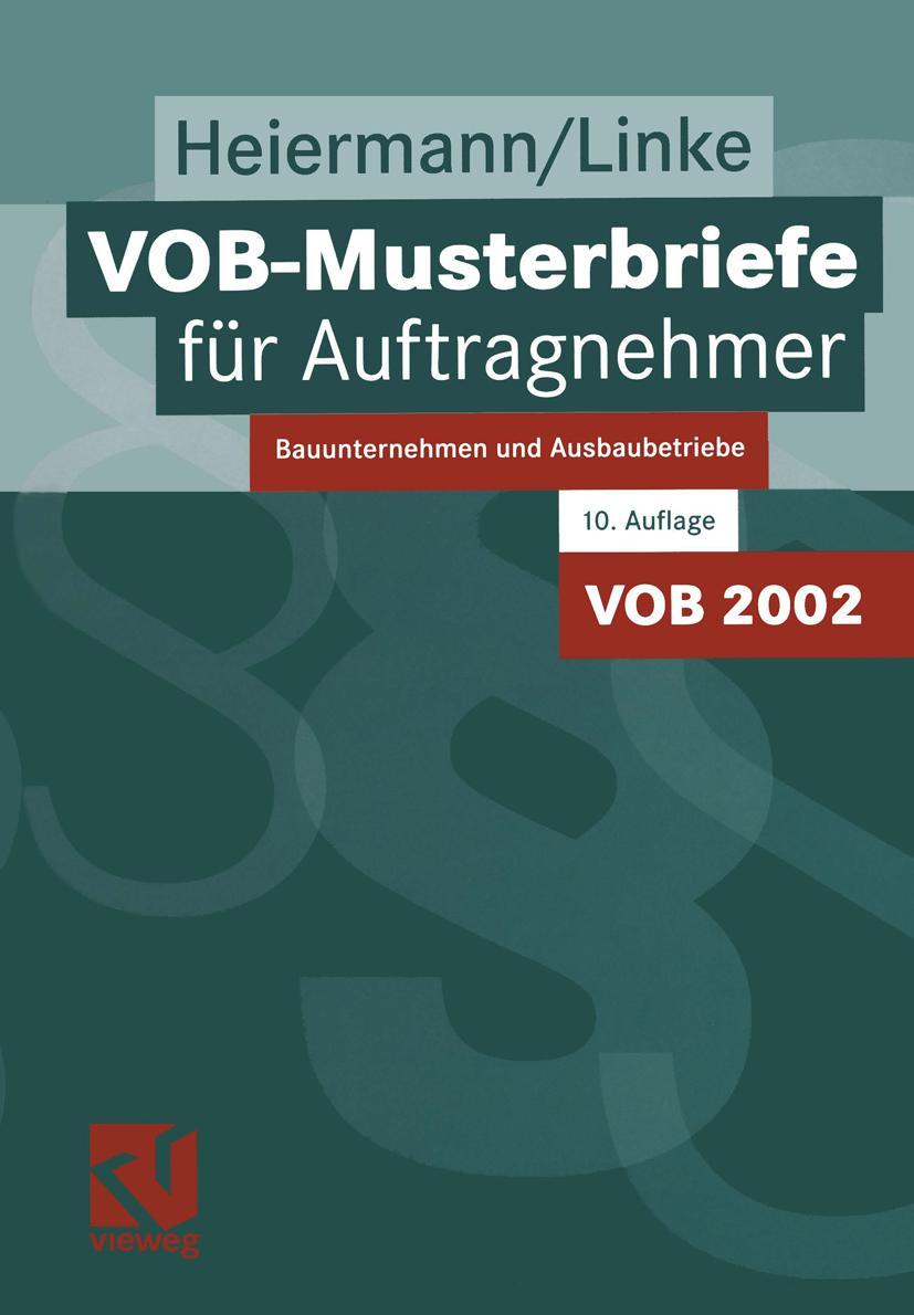 Cover: 9783663117704 | VOB-Musterbriefe für Auftragnehmer | Bauunternehmen und Ausbaubetriebe