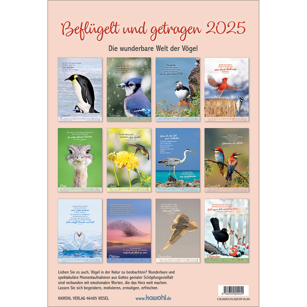 Bild: 9783754804254 | Beflügelt und getragen 2025 | Vögel | Kalender | 14 S. | Deutsch