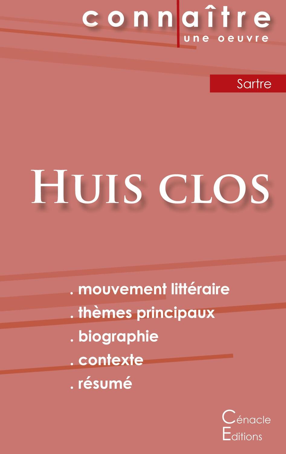 Cover: 9782367886077 | Fiche de lecture Huis clos de Jean-Paul Sartre (Analyse littéraire...