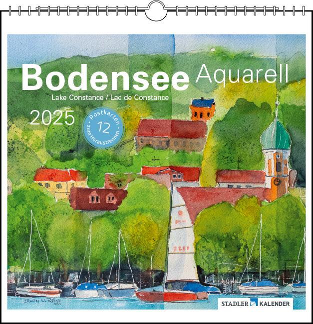 Cover: 9783861924128 | Bodensee Aquarell 2025 | Postkarten-Tischkalender | Kalender | 13 S.
