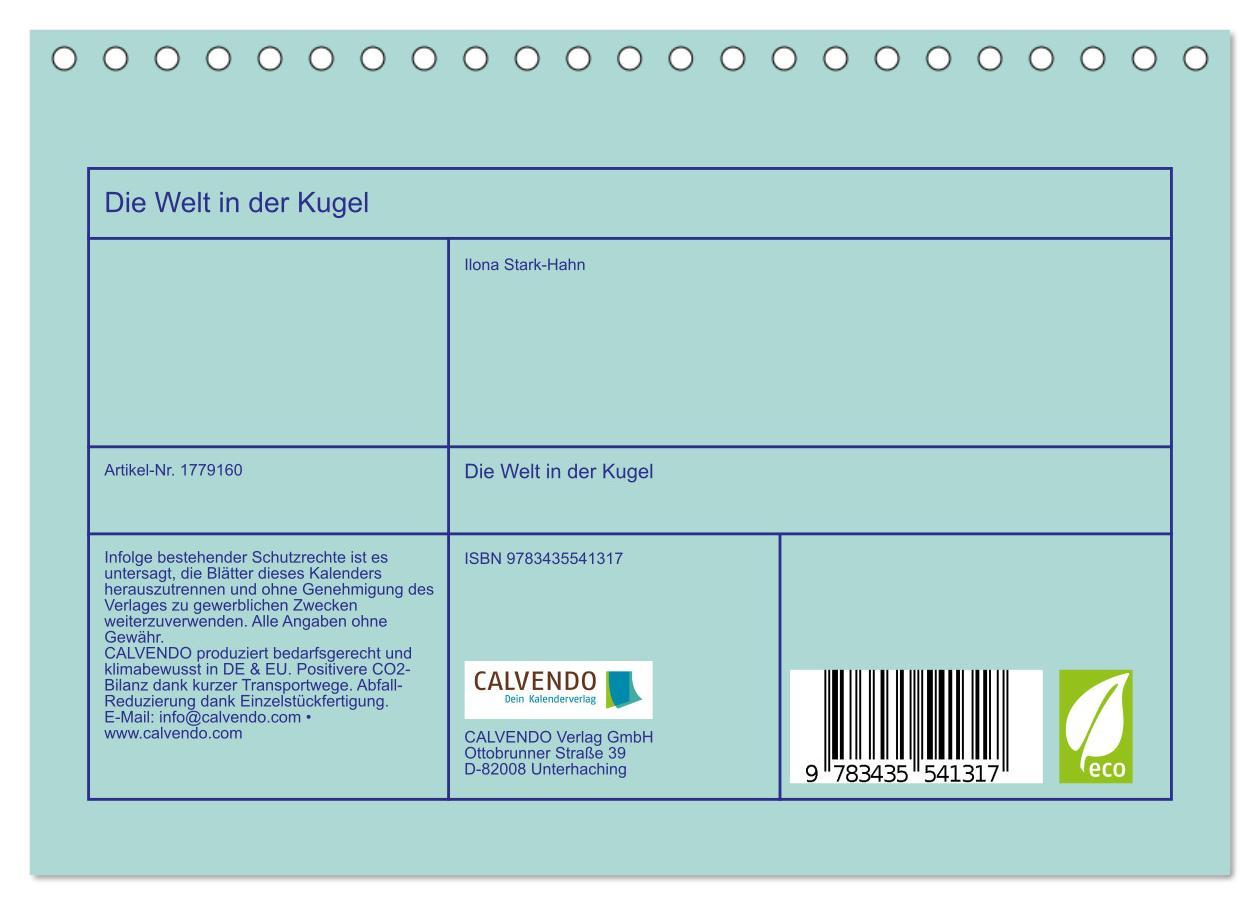 Bild: 9783435541317 | Die Welt in der Kugel (Tischkalender 2025 DIN A5 quer), CALVENDO...