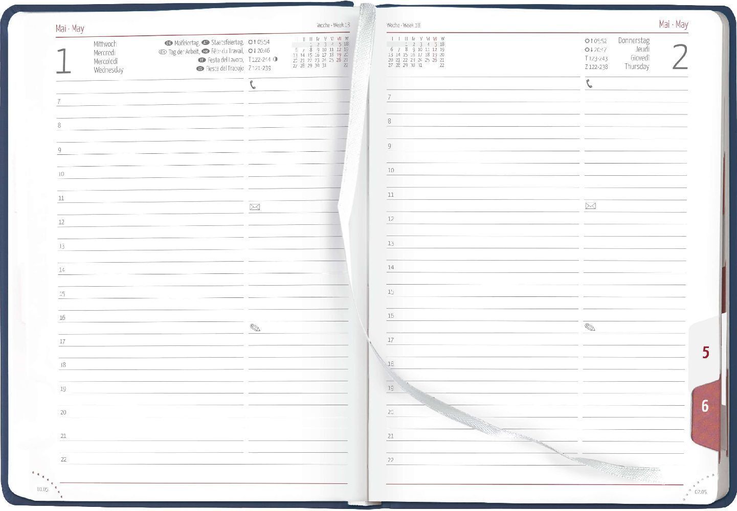 Bild: 4251732337773 | Buchkalender Tucson blau 2024 - mit Registerschnitt - Büro-Kalender...