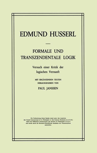 Cover: 9789024751150 | Formale und Transzendentale Logik | Petra Janssen (u. a.) | Buch | xlv