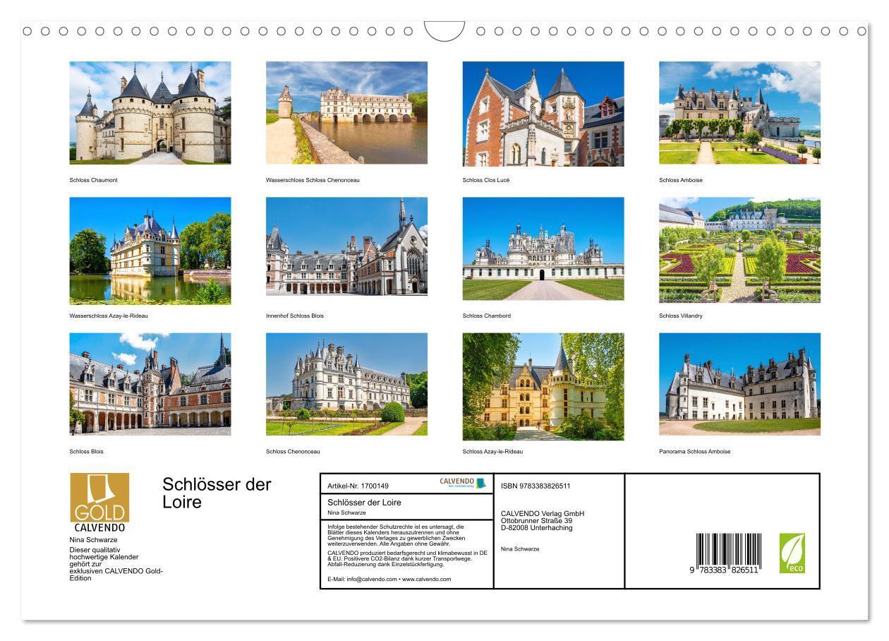 Bild: 9783383826511 | Schlösser der Loire (Wandkalender 2025 DIN A3 quer), CALVENDO...