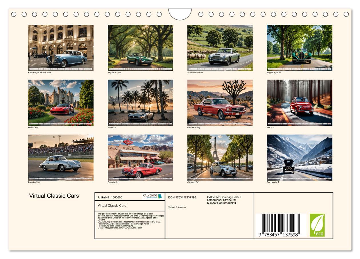 Bild: 9783457137598 | Virtual Classic Cars (Wandkalender 2025 DIN A4 quer), CALVENDO...