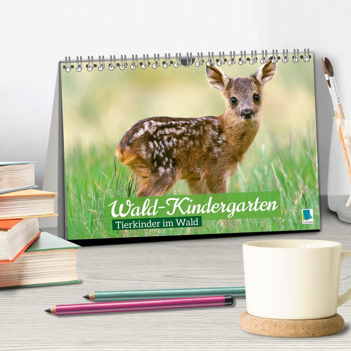 Bild: 9783457183793 | Wald-Kindergarten: Tierkinder im Wald (Tischkalender 2025 DIN A5...