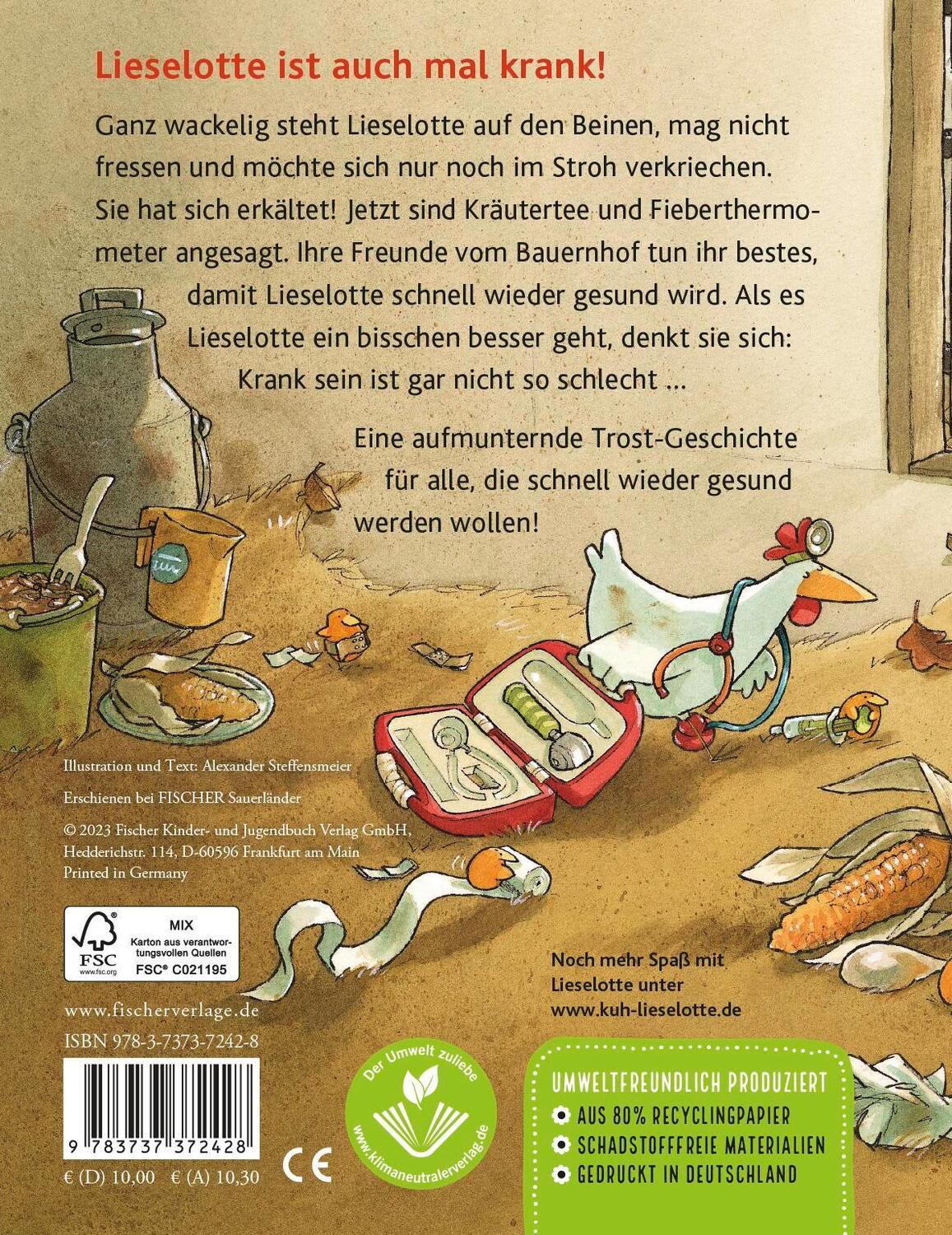 Rückseite: 9783737372428 | Lieselotte ist krank (Pappe) | Alexander Steffensmeier | Buch | 26 S.