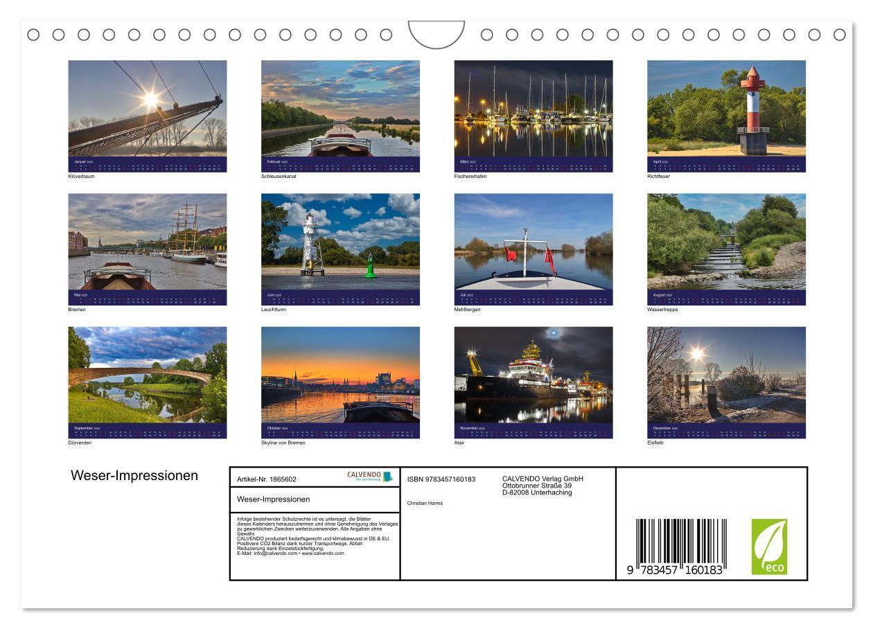 Bild: 9783457160183 | Weser-Impressionen (Wandkalender 2025 DIN A4 quer), CALVENDO...